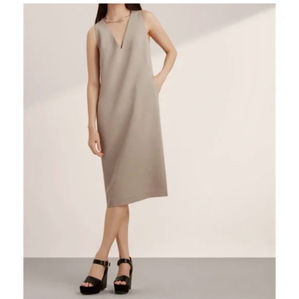 Aritzia Babaton Taupe Terrase Midi Dress